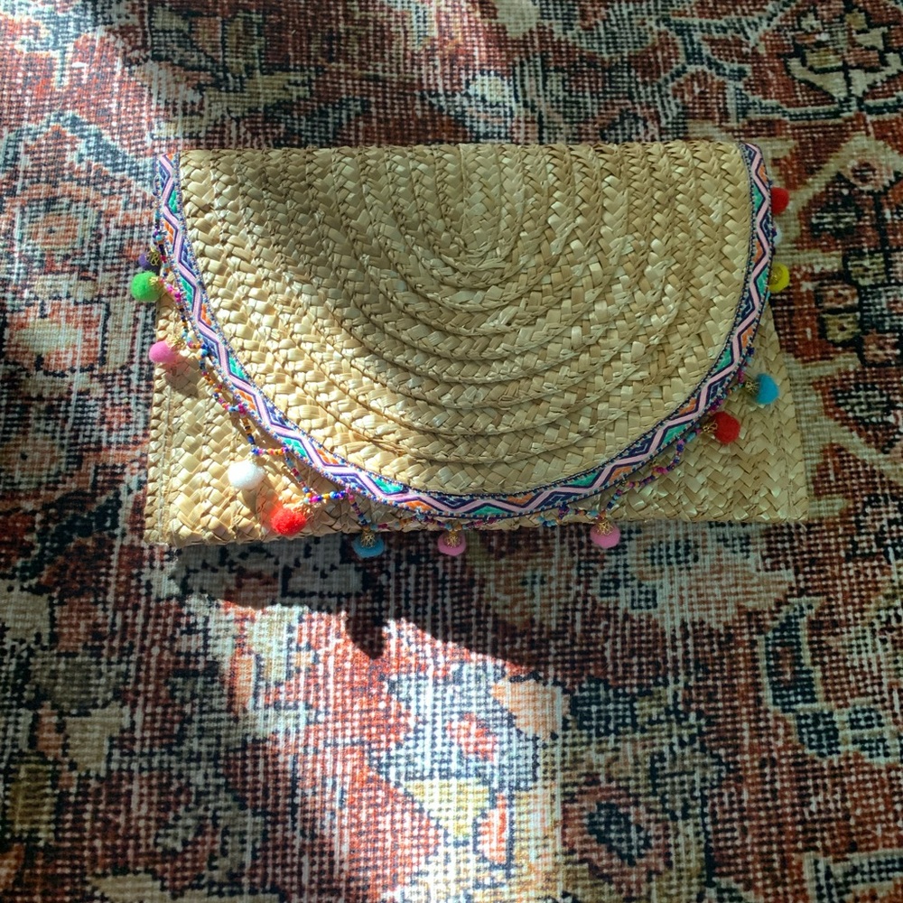 Woven Beaded Clutch with Tassels